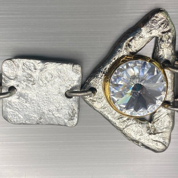 Rare Vintage J Jansen Watch Women Silver / Gold Tone Art Handmade 7.75 - 6.25" - Picture 6 of 16